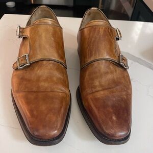 Magnanni Tan Leather Double Monk Strap Shoes